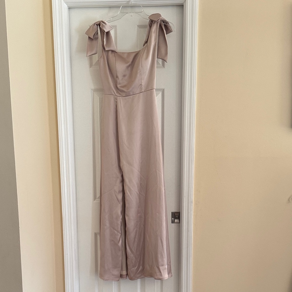 Revelry Stevie dress size 0 bridesmaid satin maxi bow  ***altered to 5’1 flats